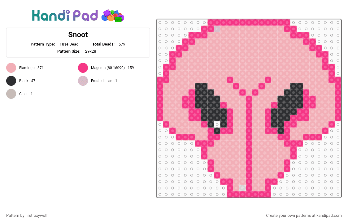 Snoot - Fuse Bead Pattern by firstfoxywolf on Kandi Pad - beige, pink