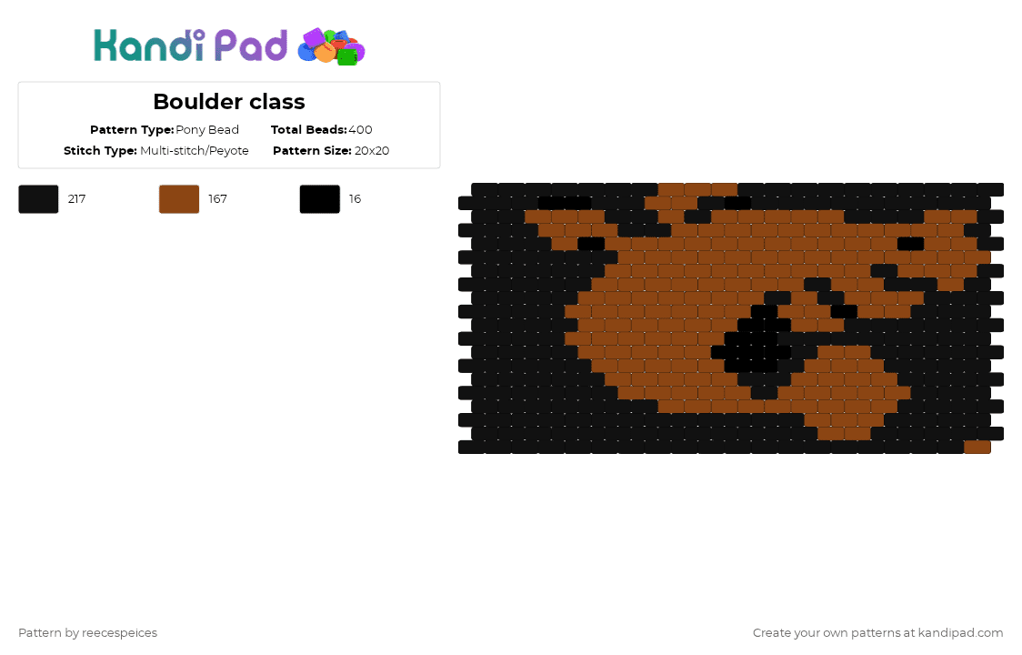 Boulder class - Pony Bead Pattern by reecespeices on Kandi Pad - black,red
