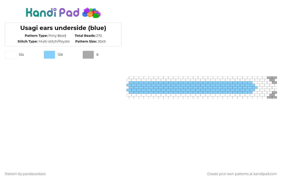 Usagi ears underside (blue) - Pony Bead Pattern by pandacookies on Kandi Pad - light blue,tmnt,usagi chronicles,yuichi,usagi