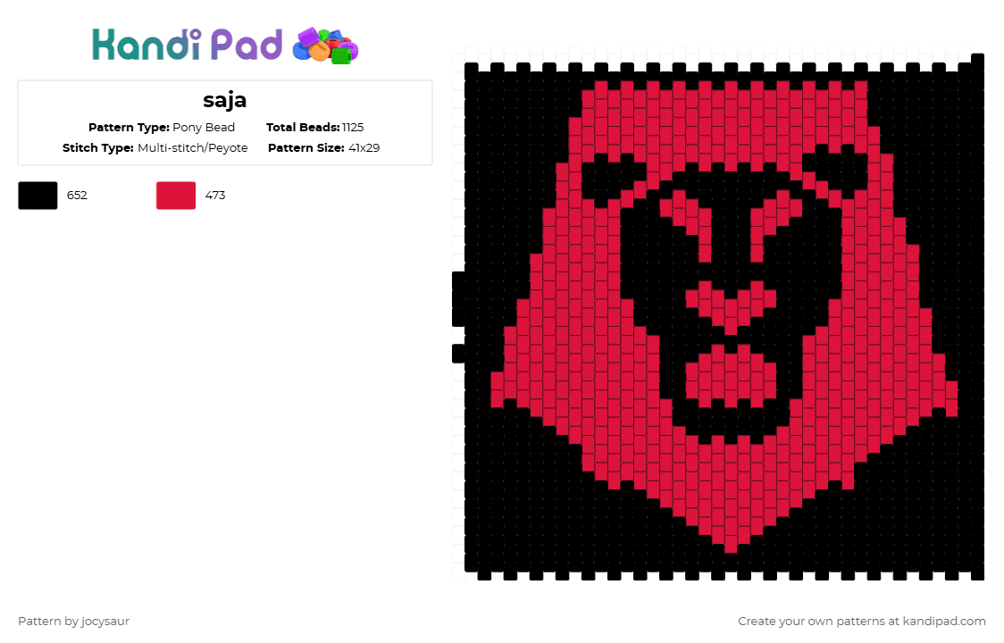saja - Pony Bead Pattern by jocysaur on Kandi Pad - red,black