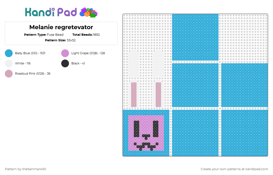 Melanie regretevator - Fuse Bead Pattern by thebenmario10 on Kandi Pad - light blue