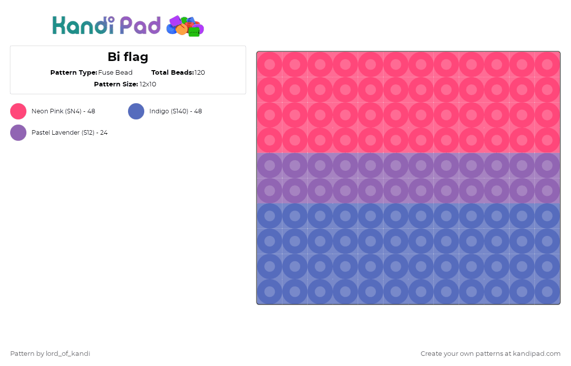 Bi flag - Fuse Bead Pattern by lord_of_kandi on Kandi Pad - red,blue