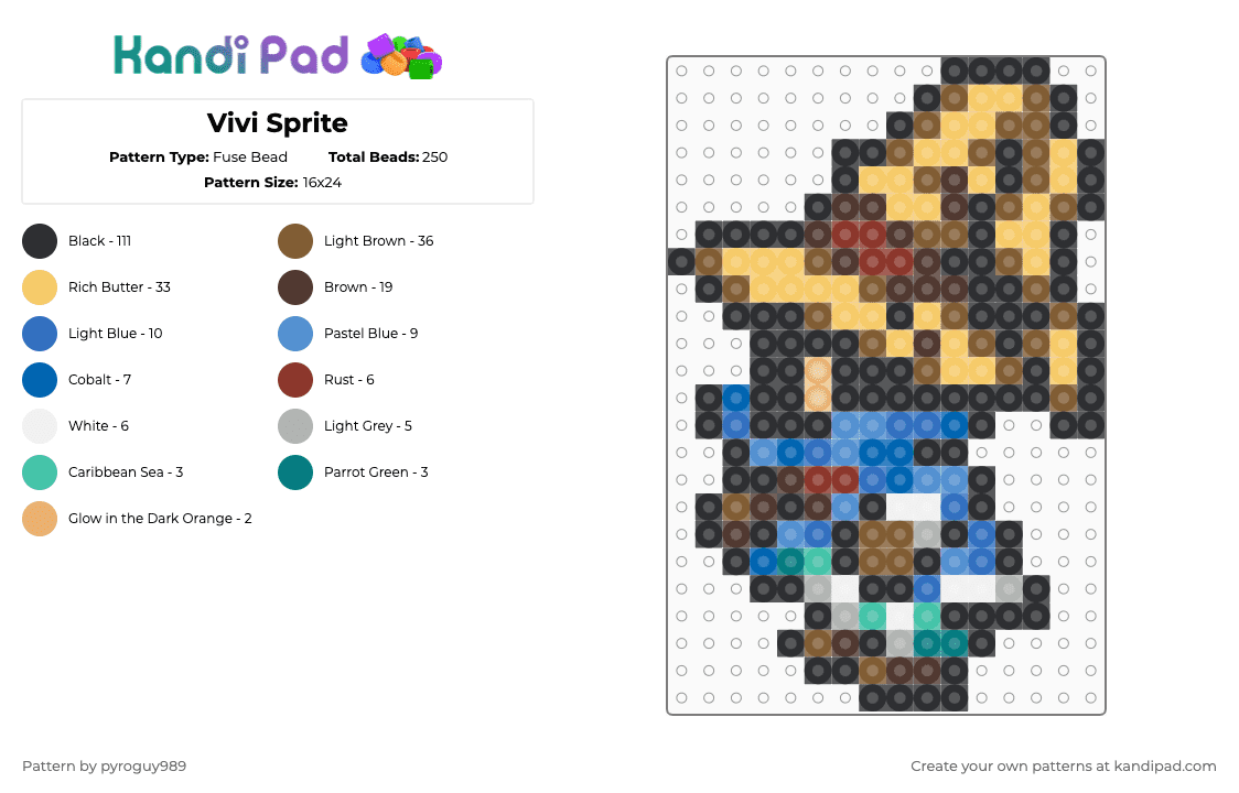 Vivi Sprite Fuse Bead Pattern - Kandi Pad | Kandi Patterns, Fuse Bead ...