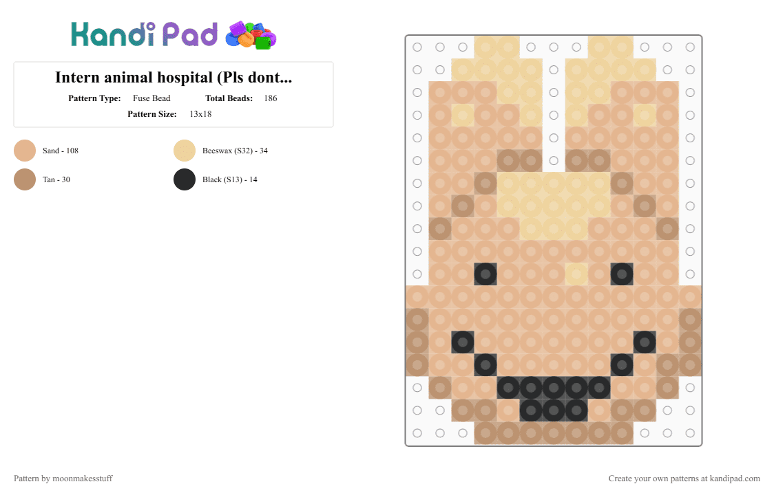 Intern animal hospital (Pls dont remix/repost) - Fuse Bead Pattern by moonmakesstuff on Kandi Pad - animal hospital, beige, intern