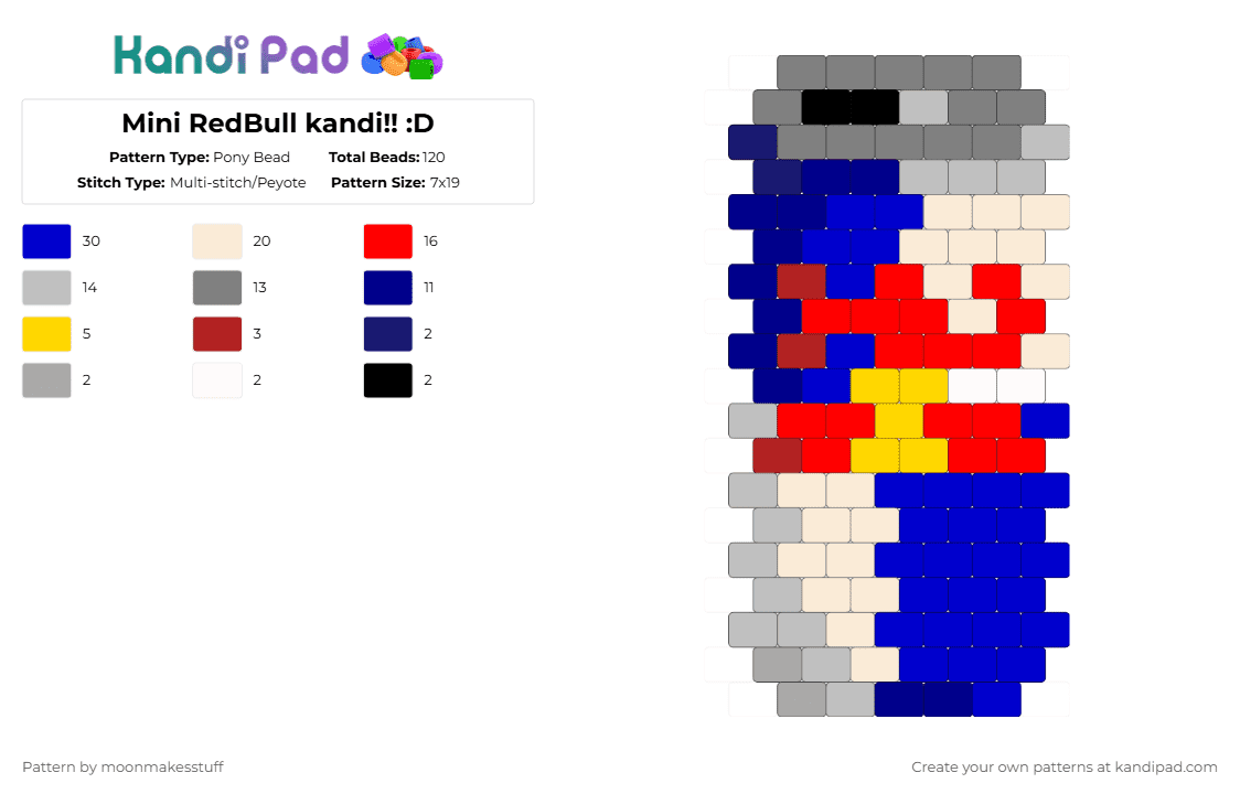 Mini RedBull kandi!! :D - Pony Bead Pattern by moonmakesstuff on Kandi Pad - purple,red