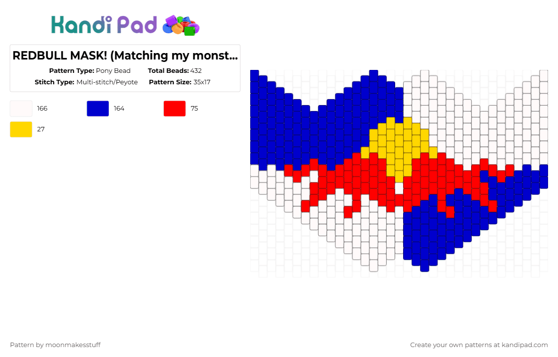REDBULL MASK! (Matching my monster mask :3 ) - Pony Bead Pattern by moonmakesstuff on Kandi Pad - purple,redbull,energy drink,food,drink