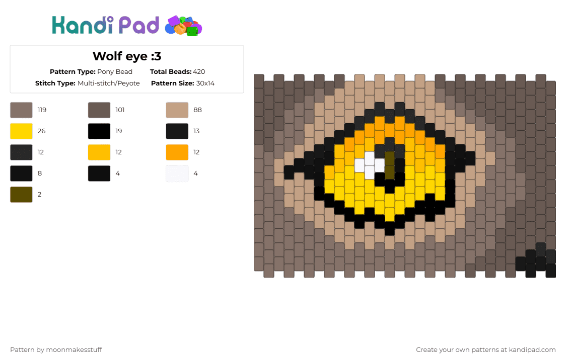 Wolf eye :3 - Pony Bead Pattern by moonmakesstuff on Kandi Pad - gray,beige