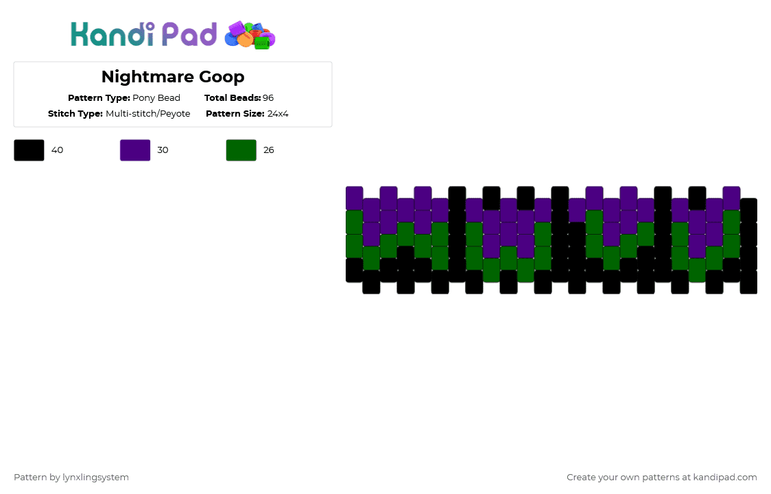 Nightmare Goop Pony Bead Pattern - Kandi Pad | Kandi Patterns, Fuse ...