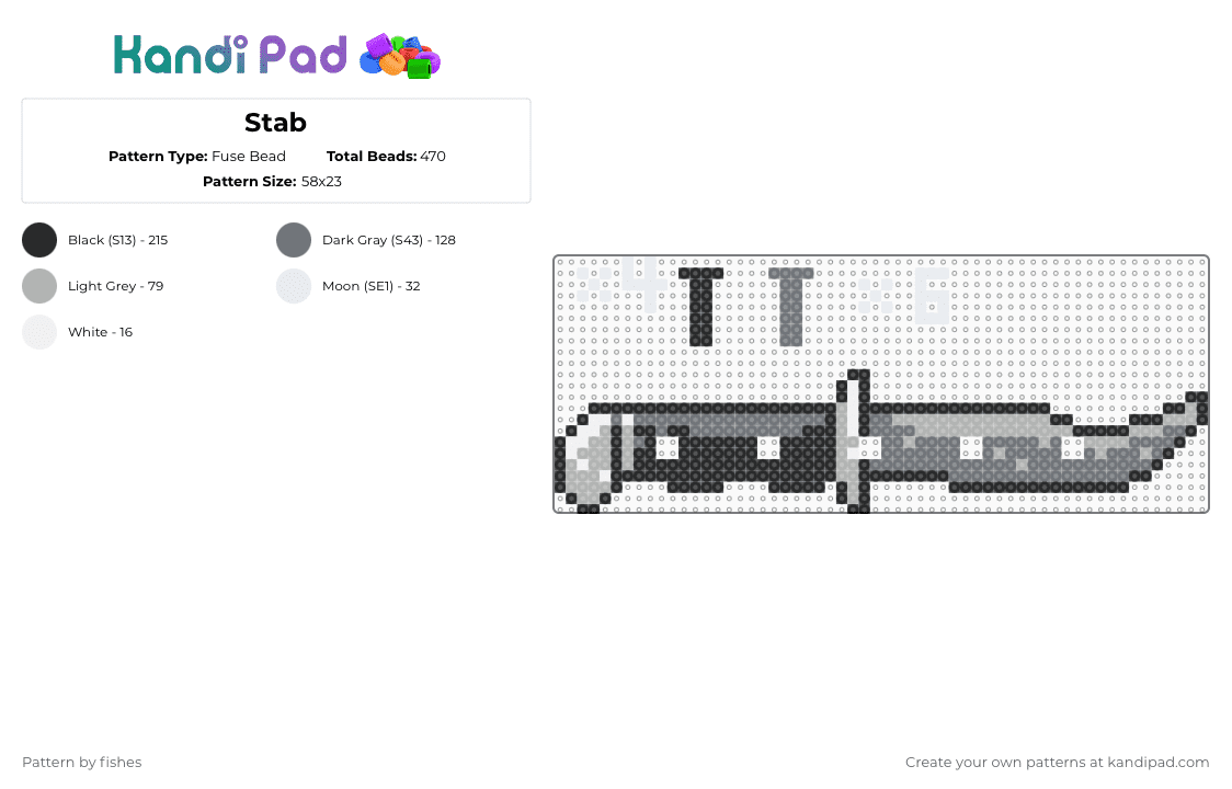 Stab - Fuse Bead Pattern by fishes on Kandi Pad - knife,stab,weapon,blade,gray,beige