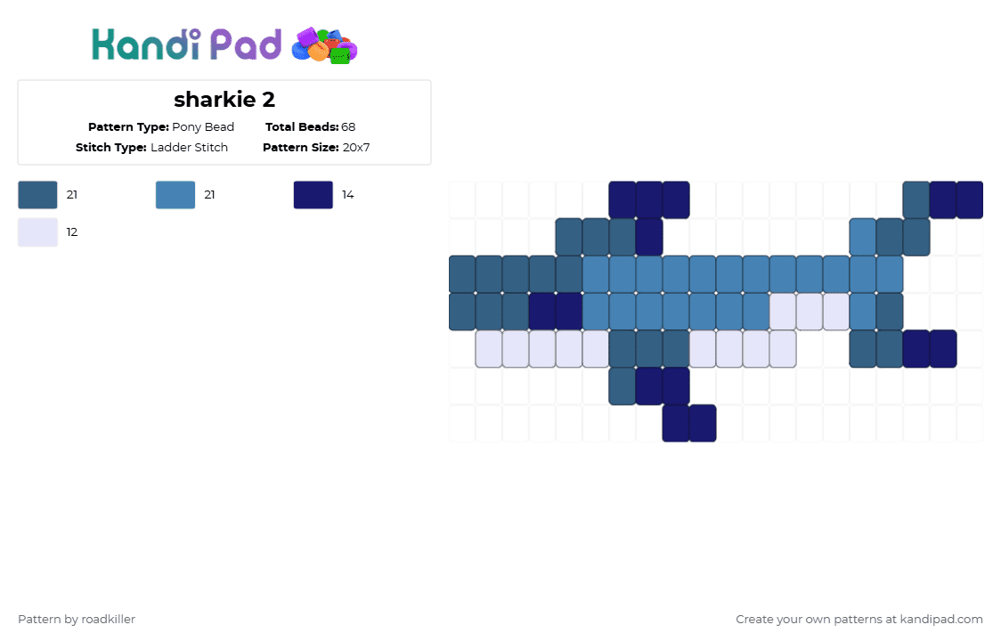 sharkie 2 - Pony Bead Pattern by roadkiller on Kandi Pad - blue