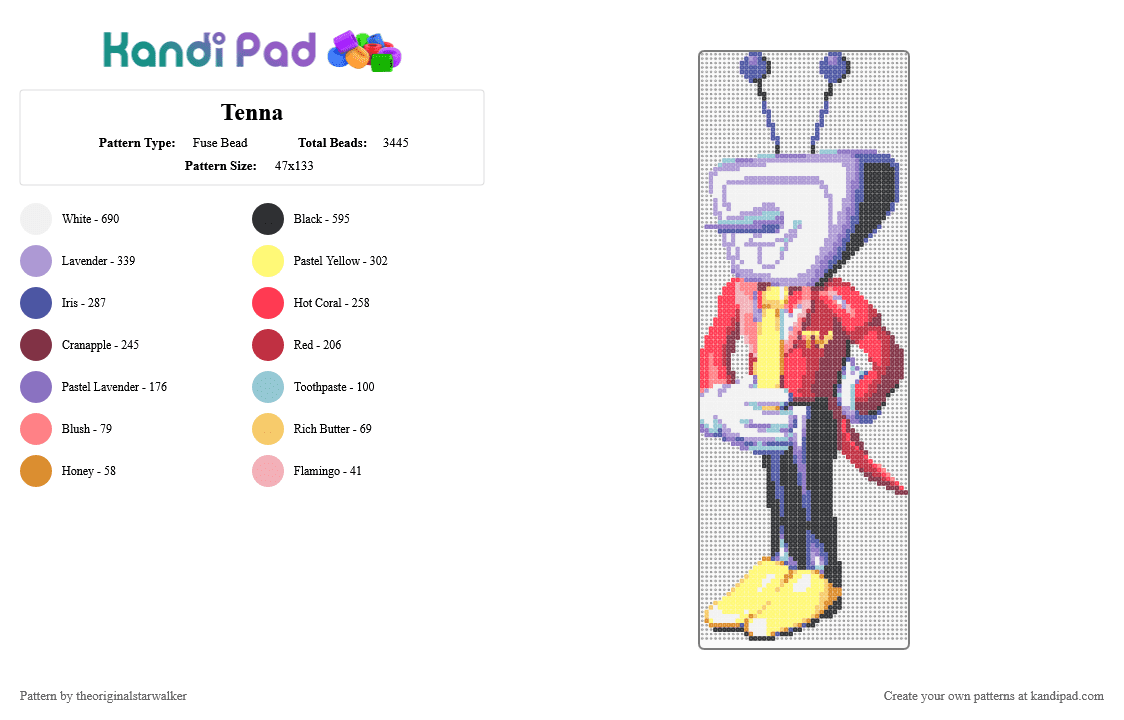 Tenna - Fuse Bead Pattern by theoriginalstarwalker on Kandi Pad - pink,red,colorful,deltarune,pixel art