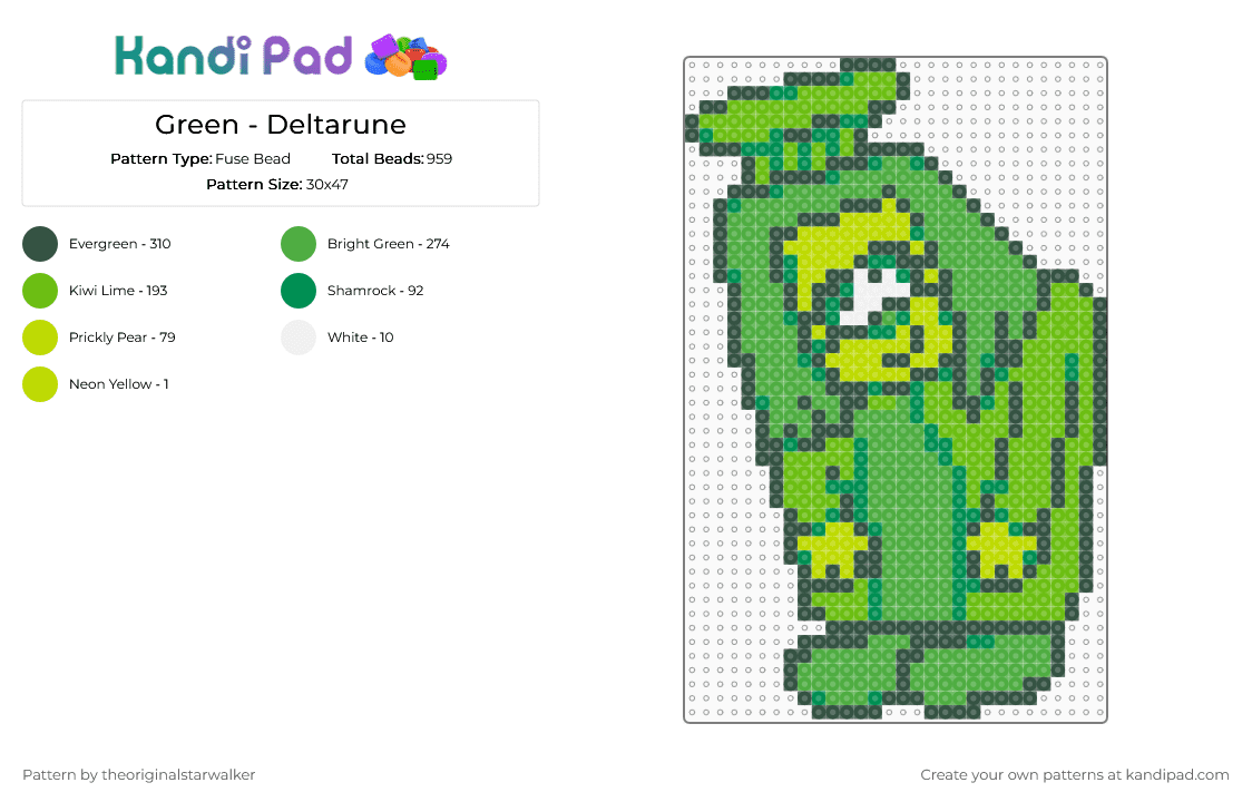 Green - Deltarune - Fuse Bead Pattern by theoriginalstarwalker on Kandi Pad - gray,green,deltarune,deltarune chapter 5,deltarune green
