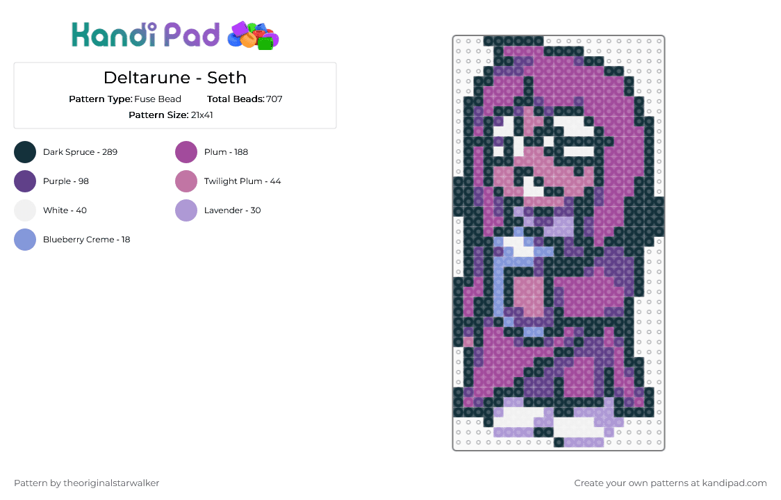Seth - Deltarune - Fuse Bead Pattern by theoriginalstarwalker on Kandi Pad - pink,deltarune,deltarune chapter five,seth,deltarune seth