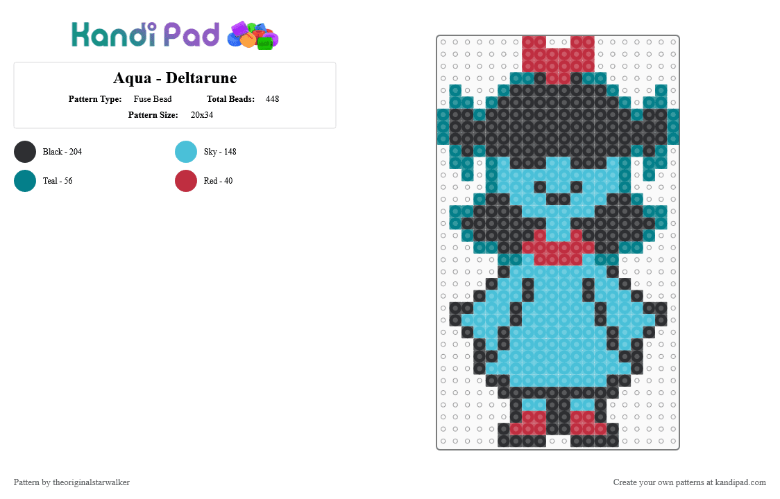 Aqua - Deltarune - Fuse Bead Pattern by theoriginalstarwalker on Kandi Pad - light blue,deltarune,deltarune chapter five,aqua,deltarune aqua
