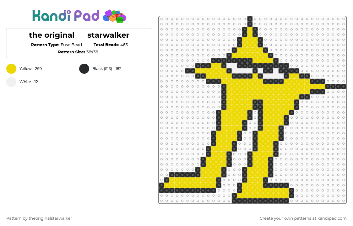 the original      starwalker - Fuse Bead Pattern by theoriginalstarwalker on Kandi Pad - yellow,deltarune,pixel art