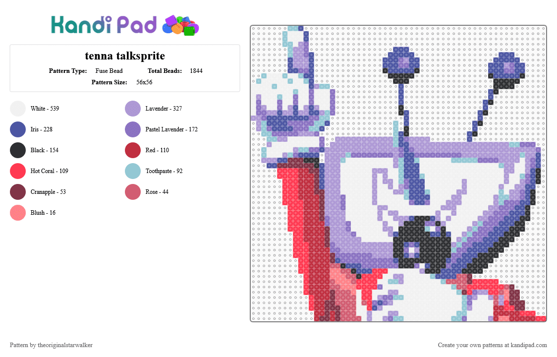 tenna talksprite - Fuse Bead Pattern by theoriginalstarwalker on Kandi Pad - 