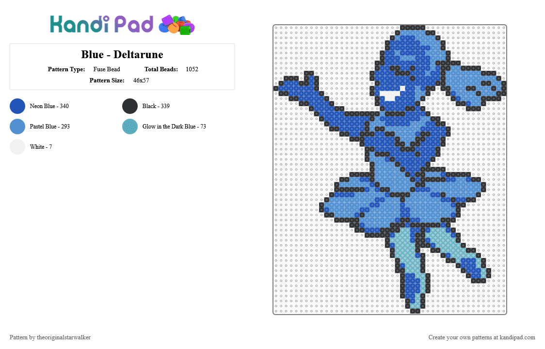 Blue - Deltarune - Fuse Bead Pattern by theoriginalstarwalker on Kandi Pad - blue,light blue,deltarune,deltarune chapter five,deltarune blue