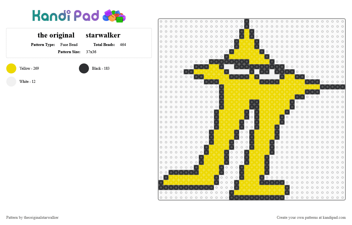 the original      starwalker - Fuse Bead Pattern by theoriginalstarwalker on Kandi Pad - deltarune, pixel art, starwalker, yellow