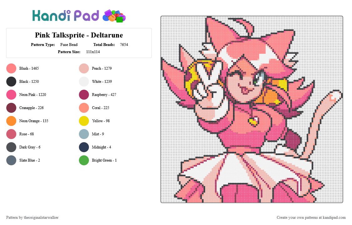 Pink Talksprite - Deltarune - Fuse Bead Pattern by theoriginalstarwalker on Kandi Pad - red,pink,beige,pink deltarune,deltarune pink,deltarune,deltarune chapter 5