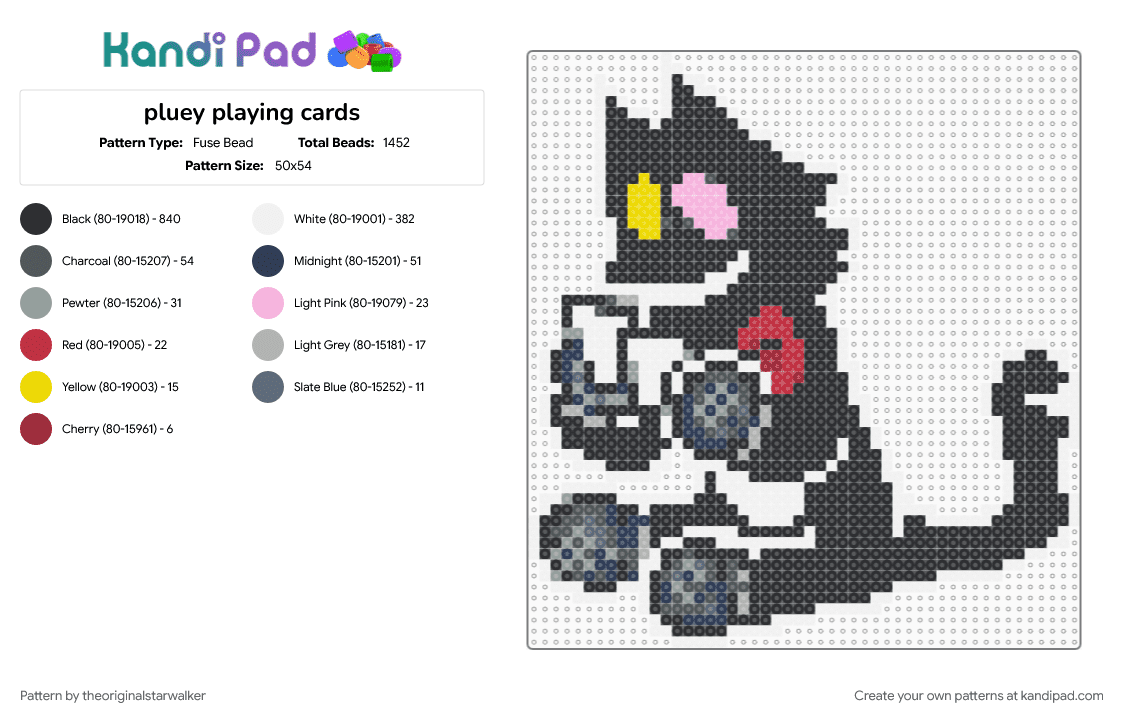 pluey playing cards - Fuse Bead Pattern by theoriginalstarwalker on Kandi Pad - black, colorful, deltarune, gray, pink, white