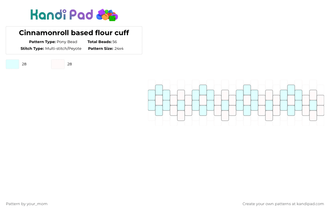 Cinnamonroll based flour cuff - Pony Bead Pattern by your_mom on Kandi Pad - white,sanrio,cute,kawaii,dog,cinnamonroll