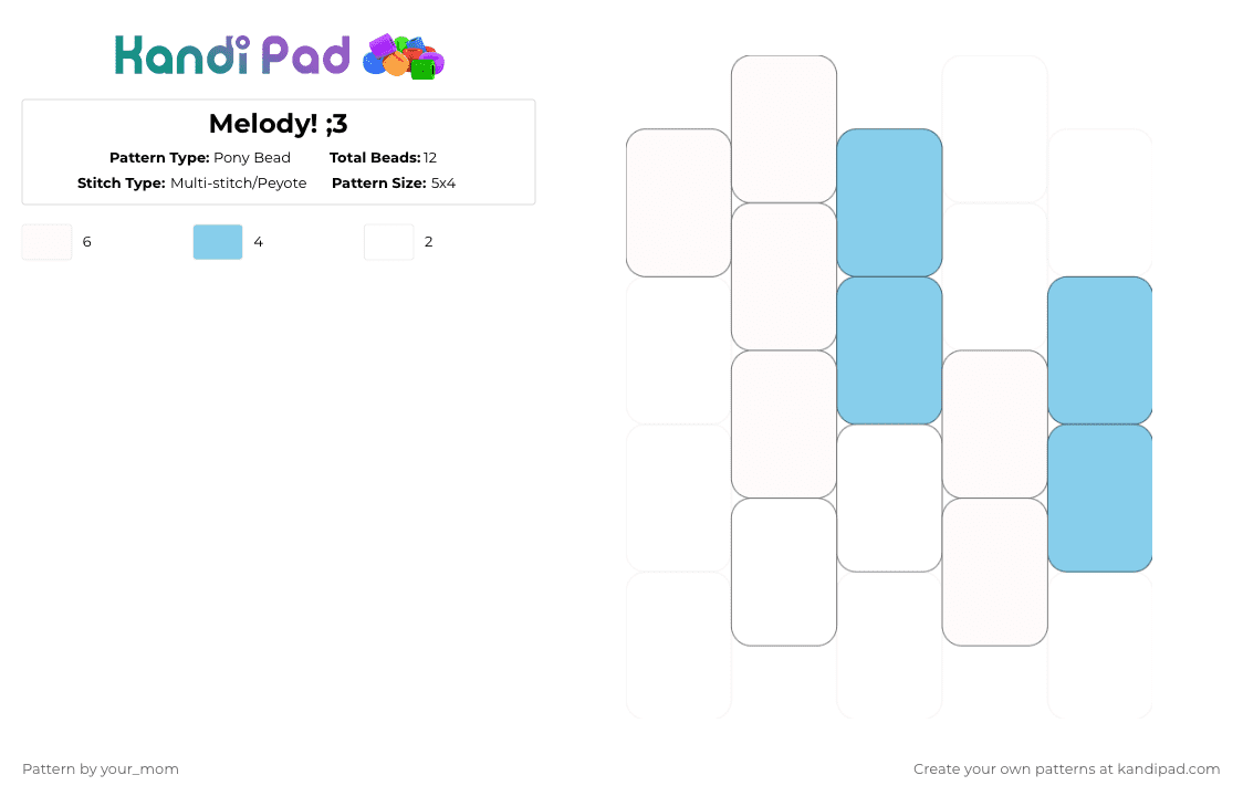 Melody! ;3 - Pony Bead Pattern by your_mom on Kandi Pad - white,light blue,milk chan