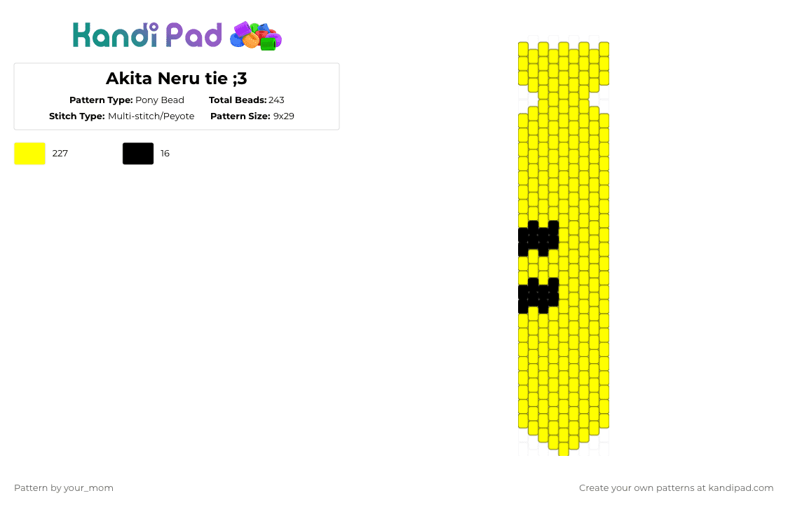Akita Neru tie ;3 - Pony Bead Pattern by your_mom on Kandi Pad - yellow,cotdluck,vocaloid,akita neru