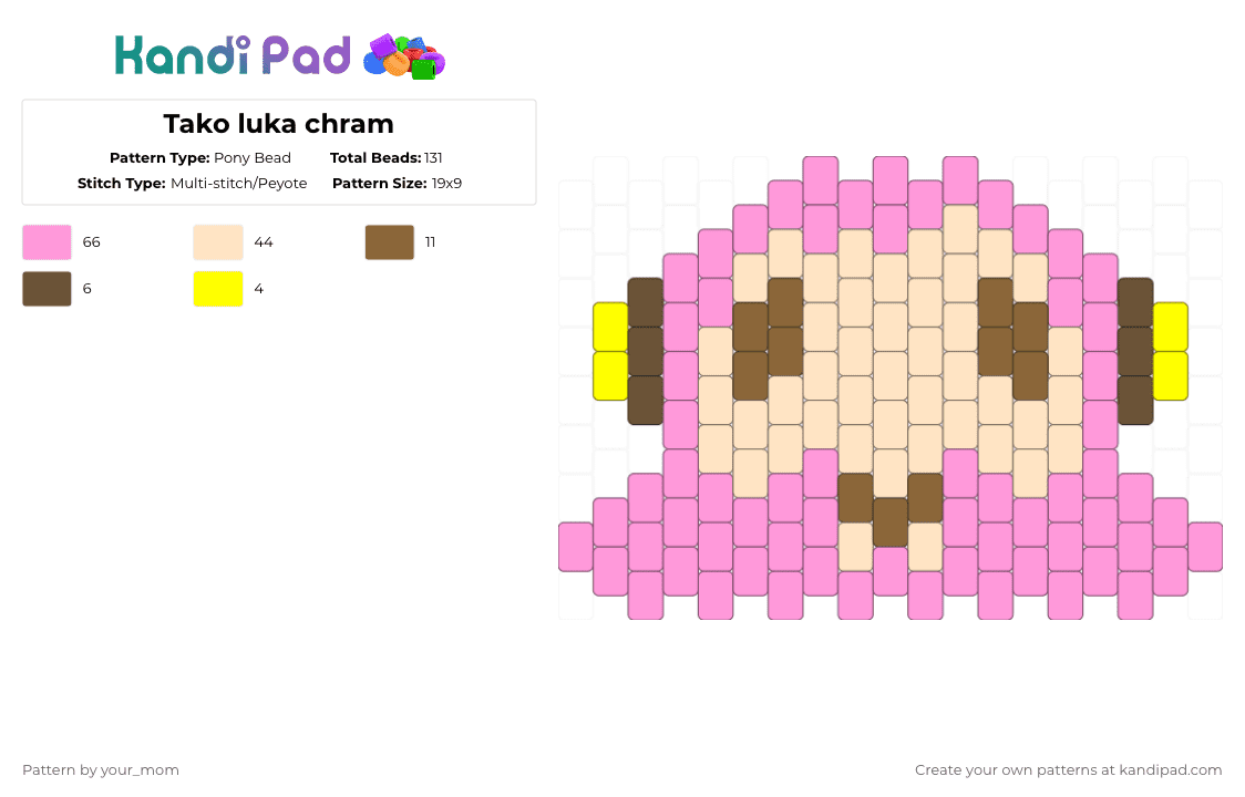 Tako luka chram - Pony Bead Pattern by your_mom on Kandi Pad - pink,beige,vocaloid