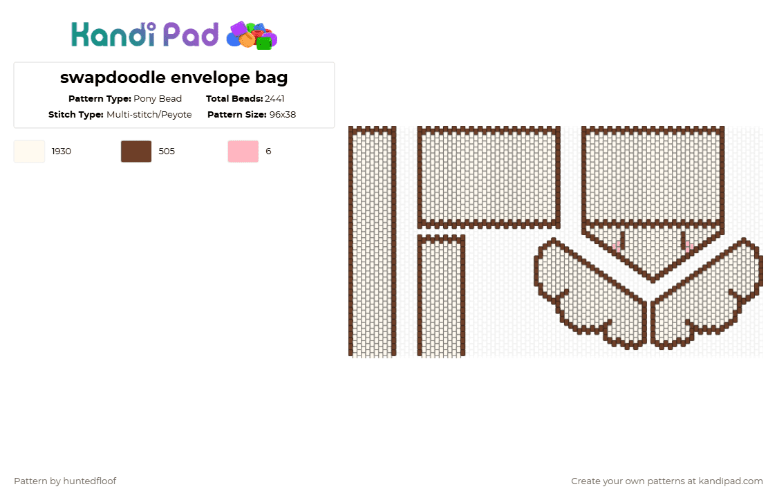 swapdoodle envelope bag - Pony Bead Pattern by huntedfloof on Kandi Pad - white,brown