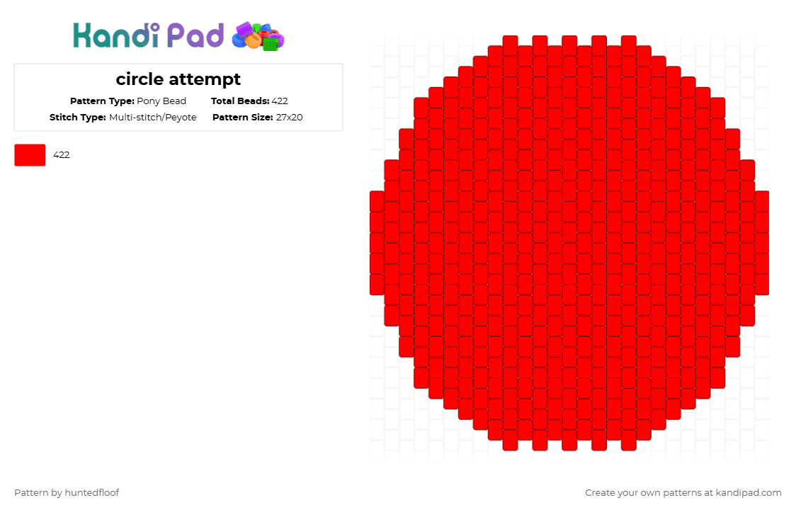 circle attempt - Pony Bead Pattern by huntedfloof on Kandi Pad - red