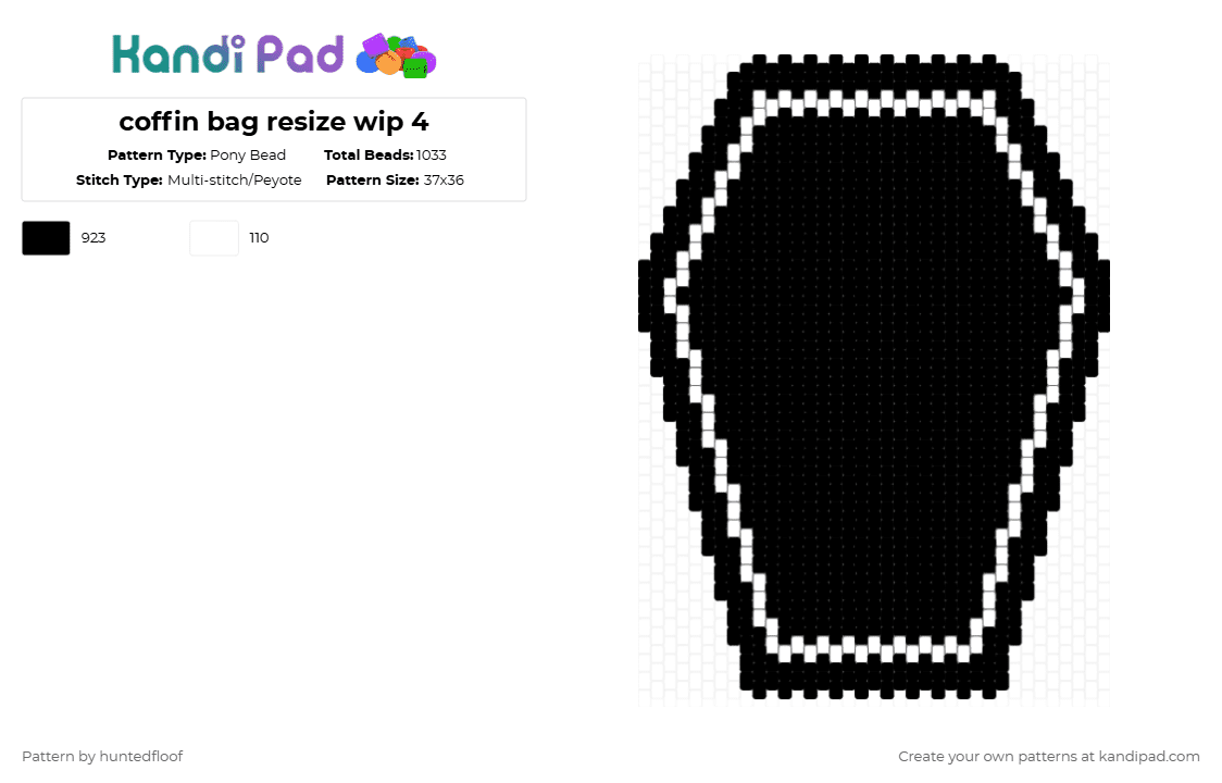 coffin bag resize wip 4 - Pony Bead Pattern by huntedfloof on Kandi Pad - black