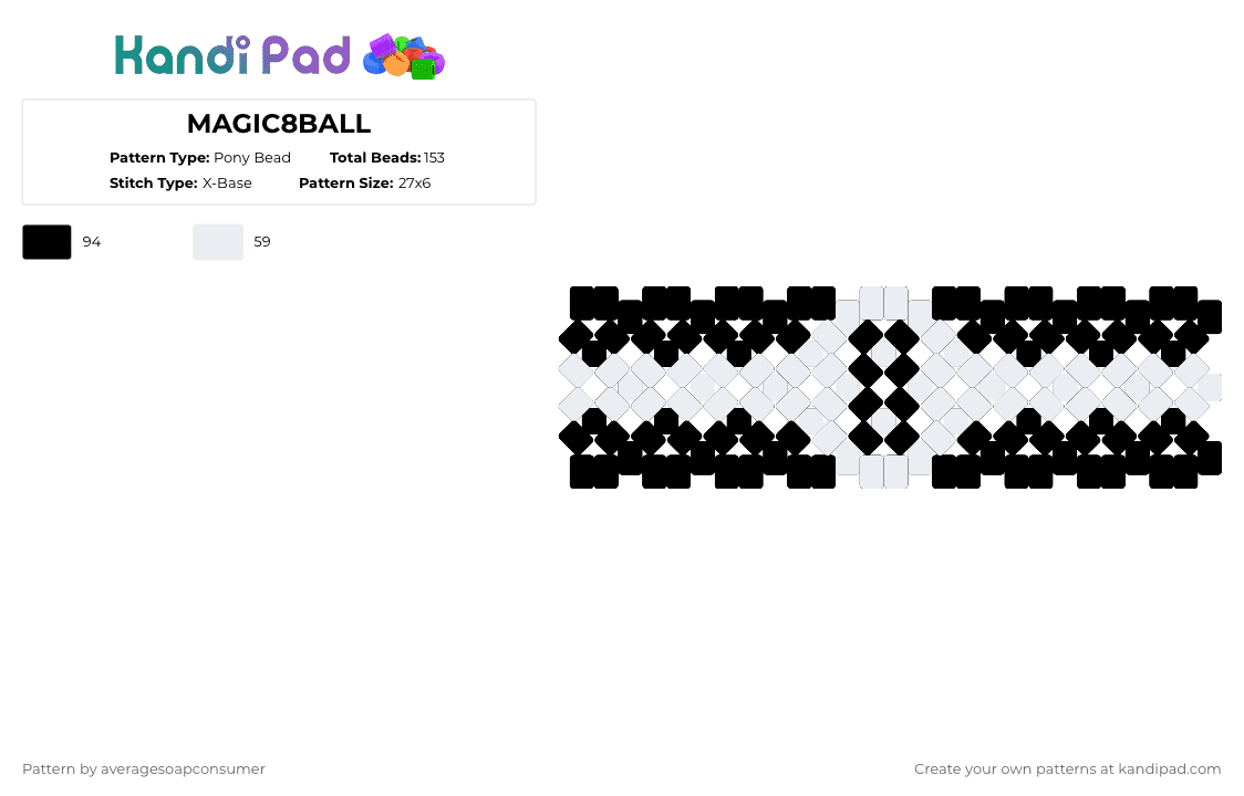 MAGIC8BALL - Pony Bead Pattern by averagesoapconsumer on Kandi Pad - black,white,magic,freaking,8,ball,all signs point to yes,ask again later,outlook not so good