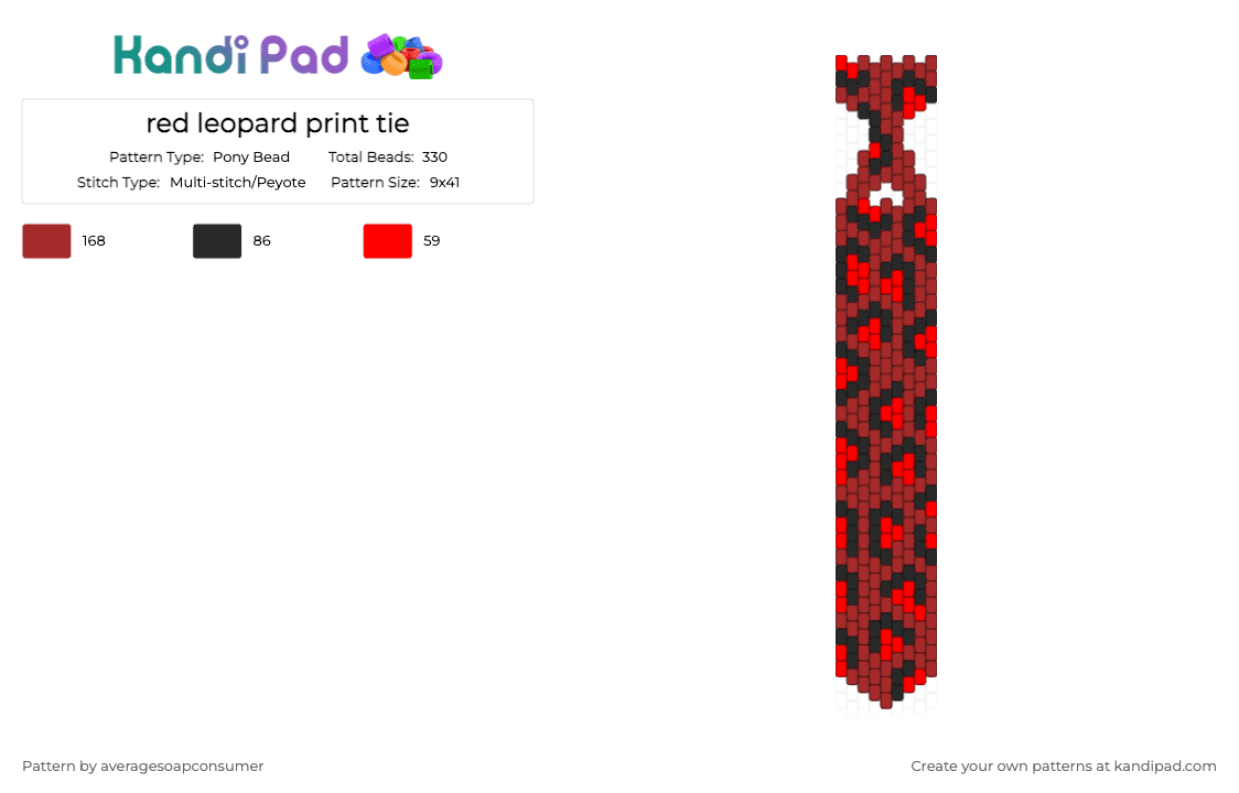 red leopard print tie - Pony Bead Pattern by averagesoapconsumer on Kandi Pad - black, red