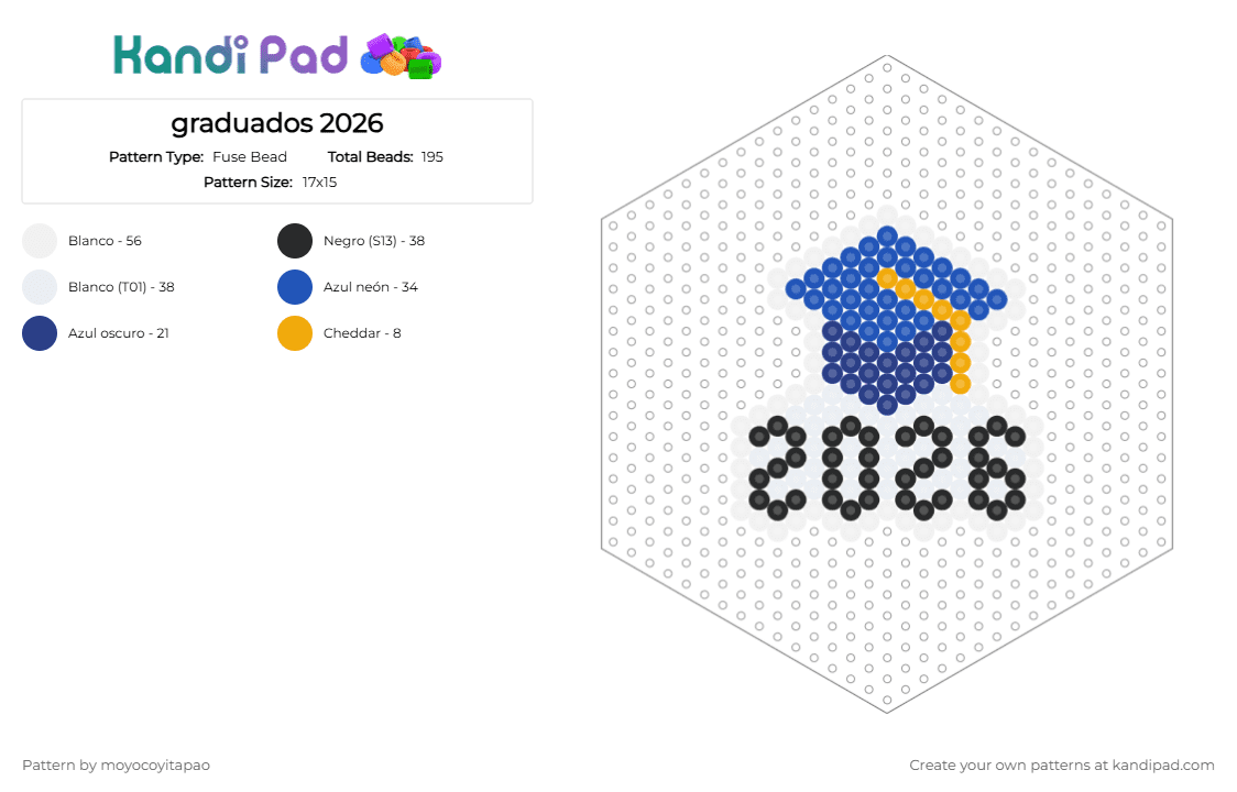graduados 2026 - Fuse Bead Pattern by moyocoyitapao on Kandi Pad - blue, white