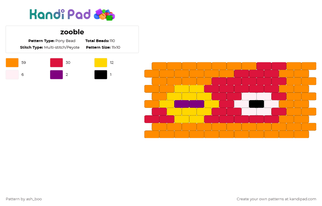 Zooble Pony Bead Pattern - Kandi Pad | Kandi Patterns, Fuse Bead ...