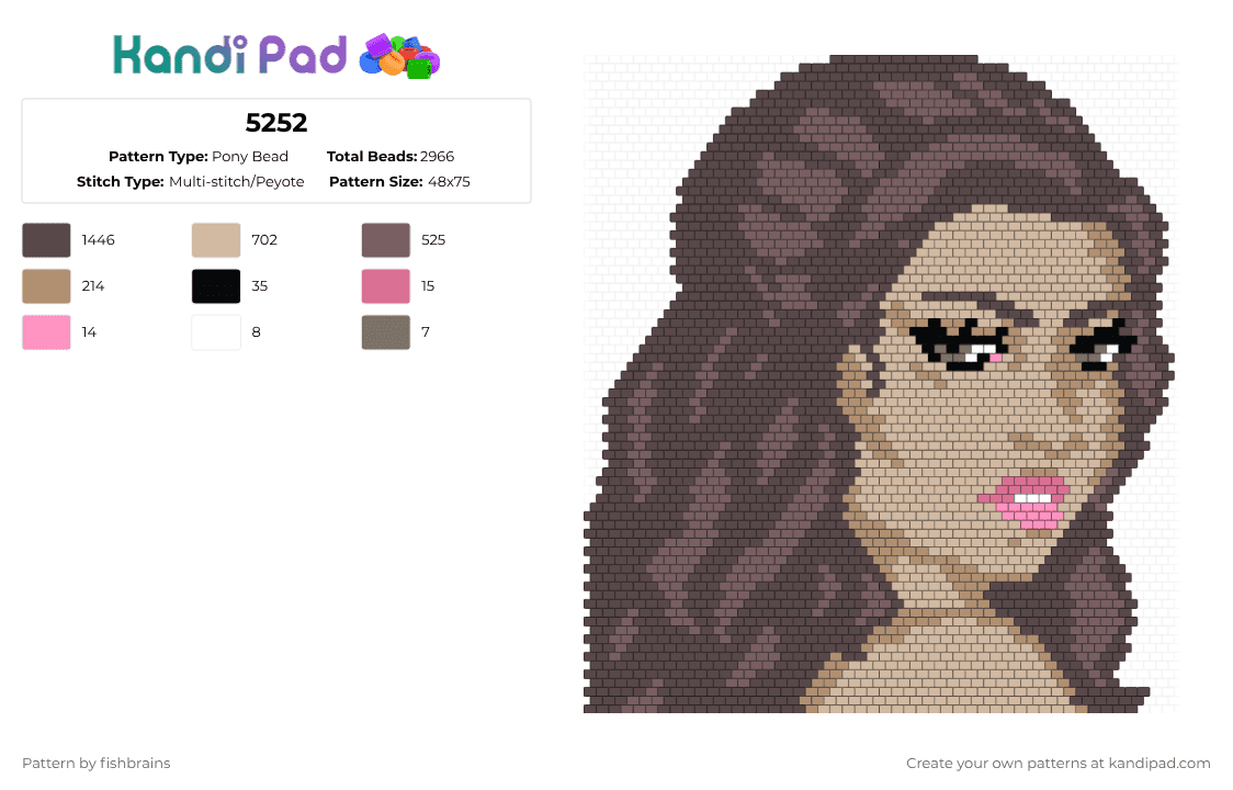 5252 - Pony Bead Pattern by fishbrains on Kandi Pad - beige, brown