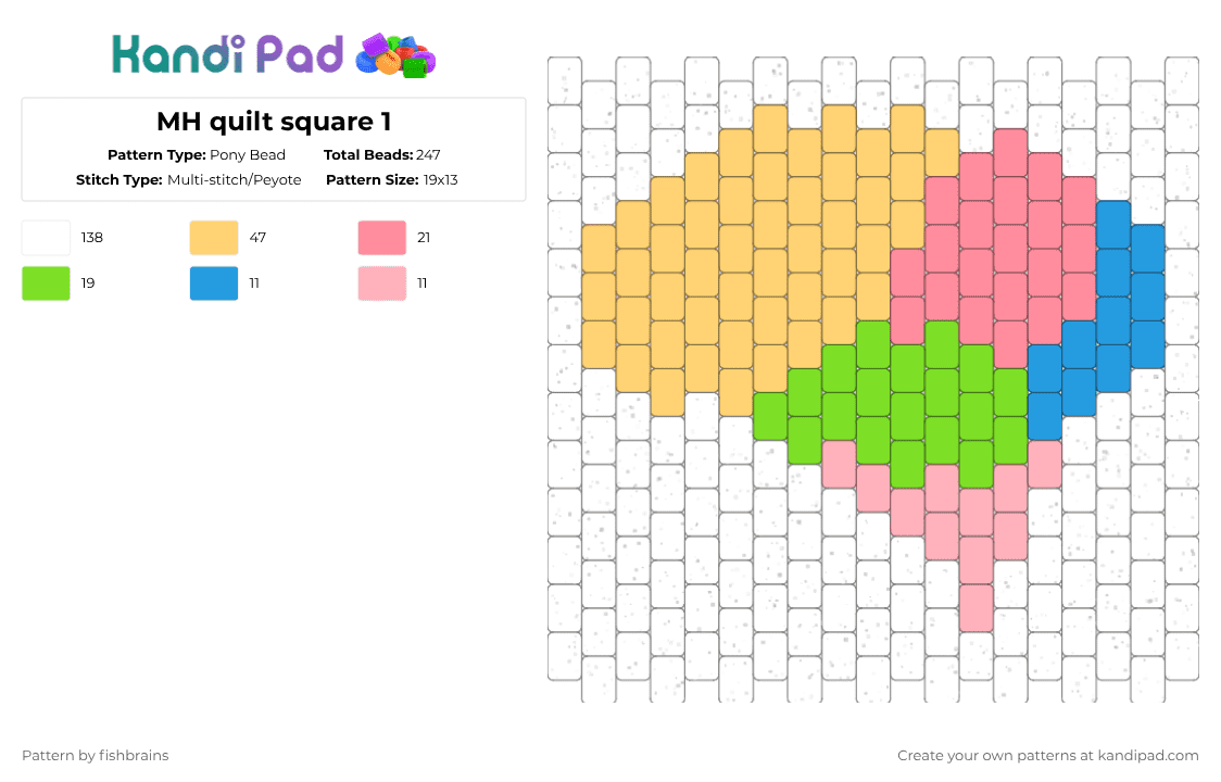 Brain lobes! - Pony Bead Pattern by fishbrains on Kandi Pad - white,yellow,pink
