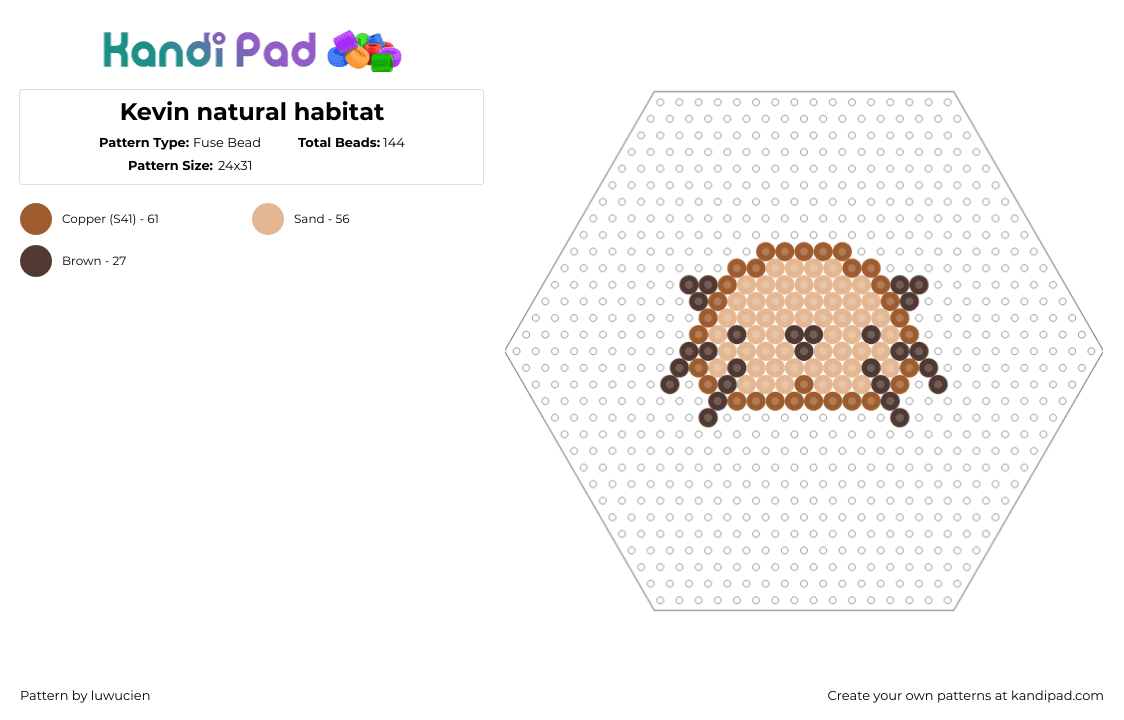 Kevin natural habitat - Fuse Bead Pattern by luwucien on Kandi Pad - kevin,otter,natural habitat,head,character,cute,tan