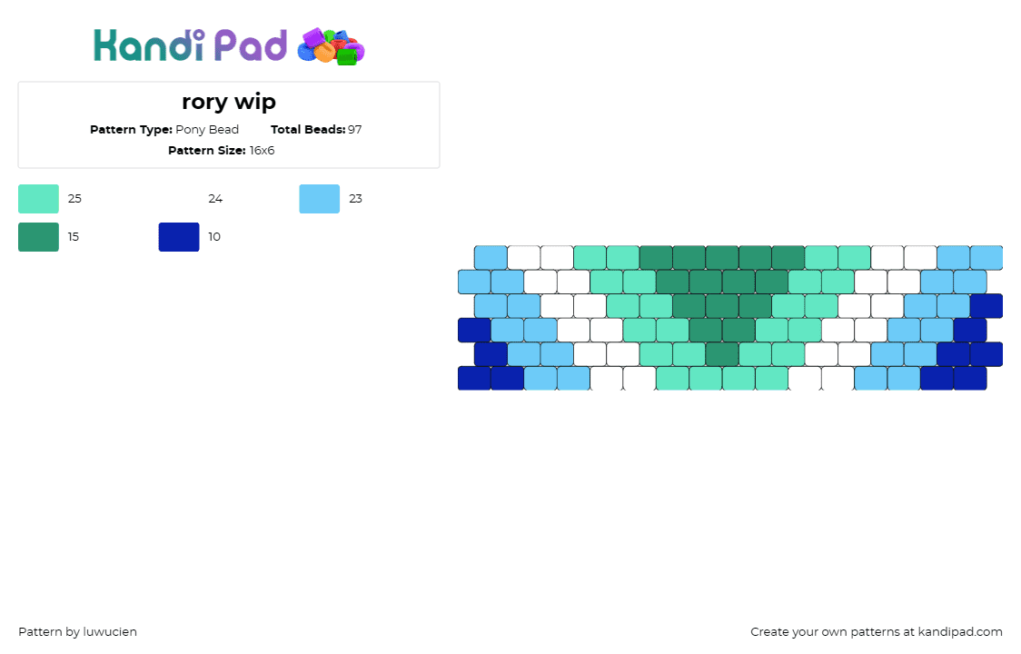 rory wip - Pony Bead Pattern by luwucien on Kandi Pad - cuff,gradient,mlm,aqua,teal,navy,sky blue,white,fashion,green