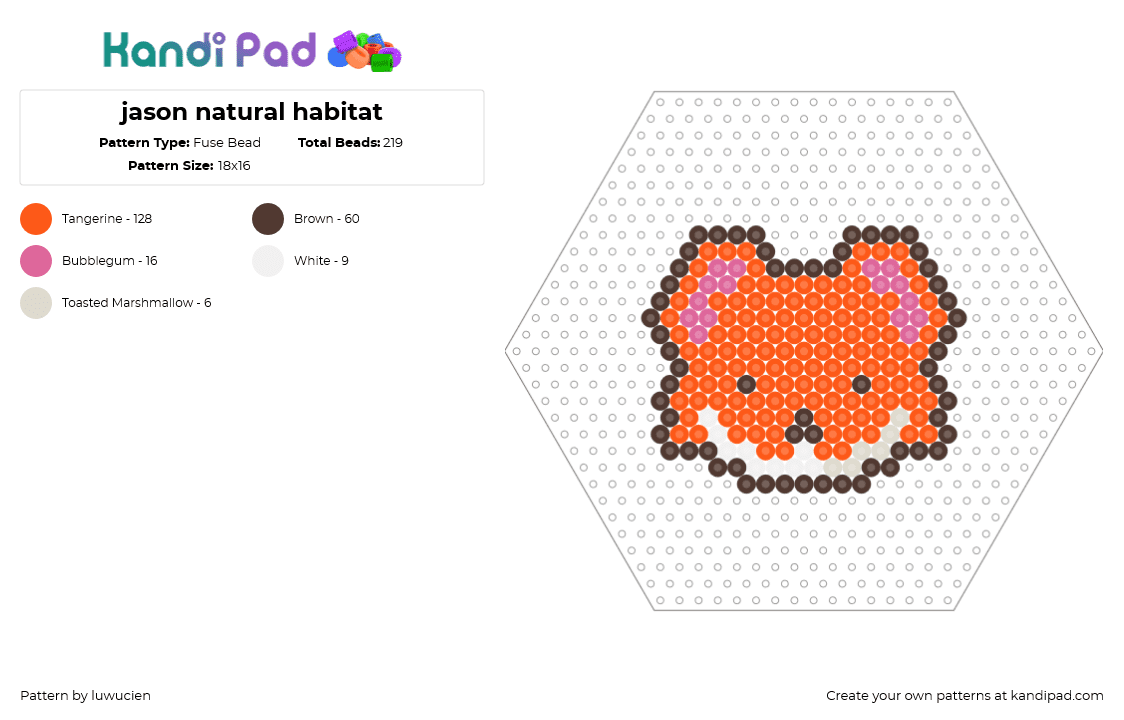 jason natural habitat - Fuse Bead Pattern by luwucien on Kandi Pad - jason,natural habitat,head,animal,character,animation,orange