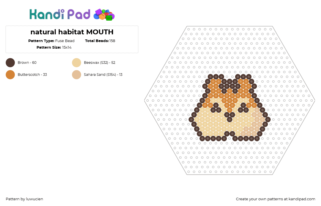 natural habitat MOUTH - Fuse Bead Pattern by luwucien on Kandi Pad - mouth,natural habitat,chipmunk,animal,head,character,animation,tan