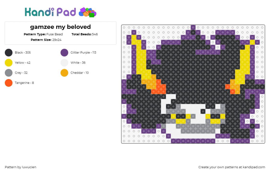 gamzee my beloved - Fuse Bead Pattern by luwucien on Kandi Pad - gamzee makara,homestuck,character,detailed,fan,fictional