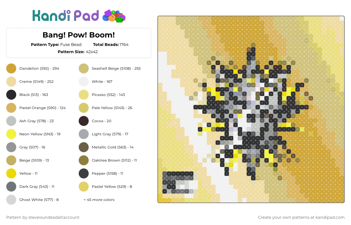Bang! Pow! Boom! Fuse Bead Pattern - Kandi Pad | Kandi Patterns, Fuse ...