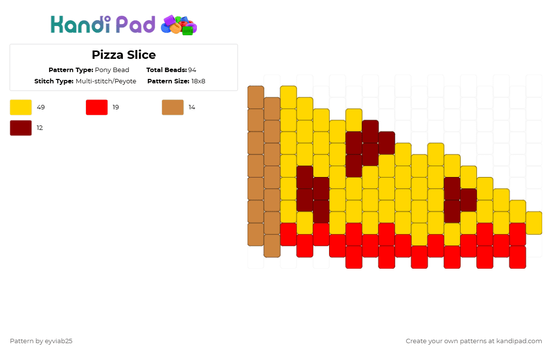 Pizza Slice Pony Bead Pattern - Kandi Pad | Kandi Patterns, Fuse Bead ...