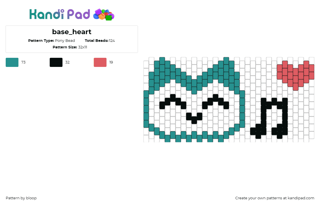 base_heart - Pony Bead Pattern by bloop on Kandi Pad - music,heart,joy,musical notes,love,cheerful,teal