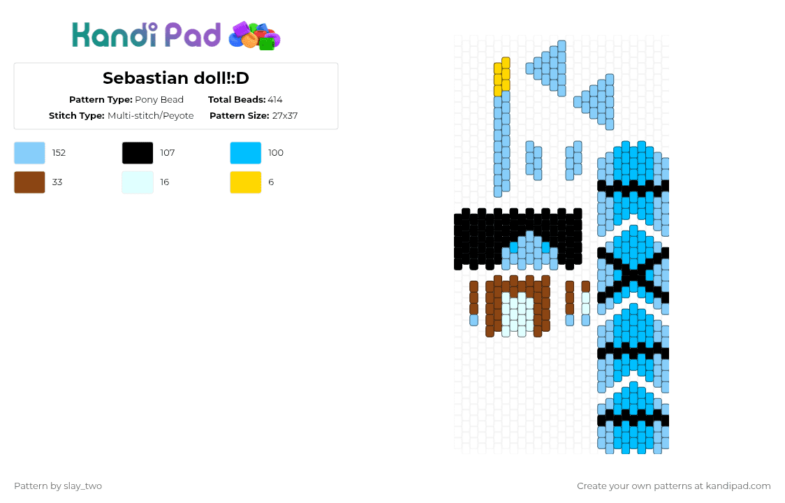 Sebastian doll!:D - Pony Bead Pattern by slay_two on Kandi Pad - light blue