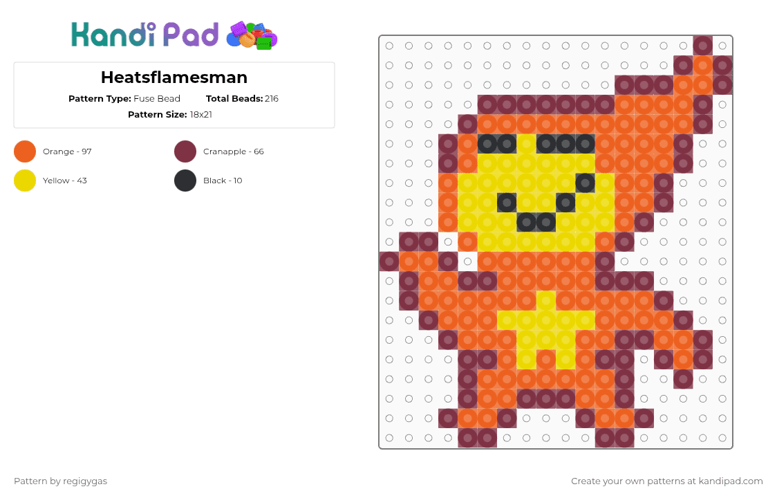 Heatsflamesman - Fuse Bead Pattern by regigygas on Kandi Pad - brown,orange