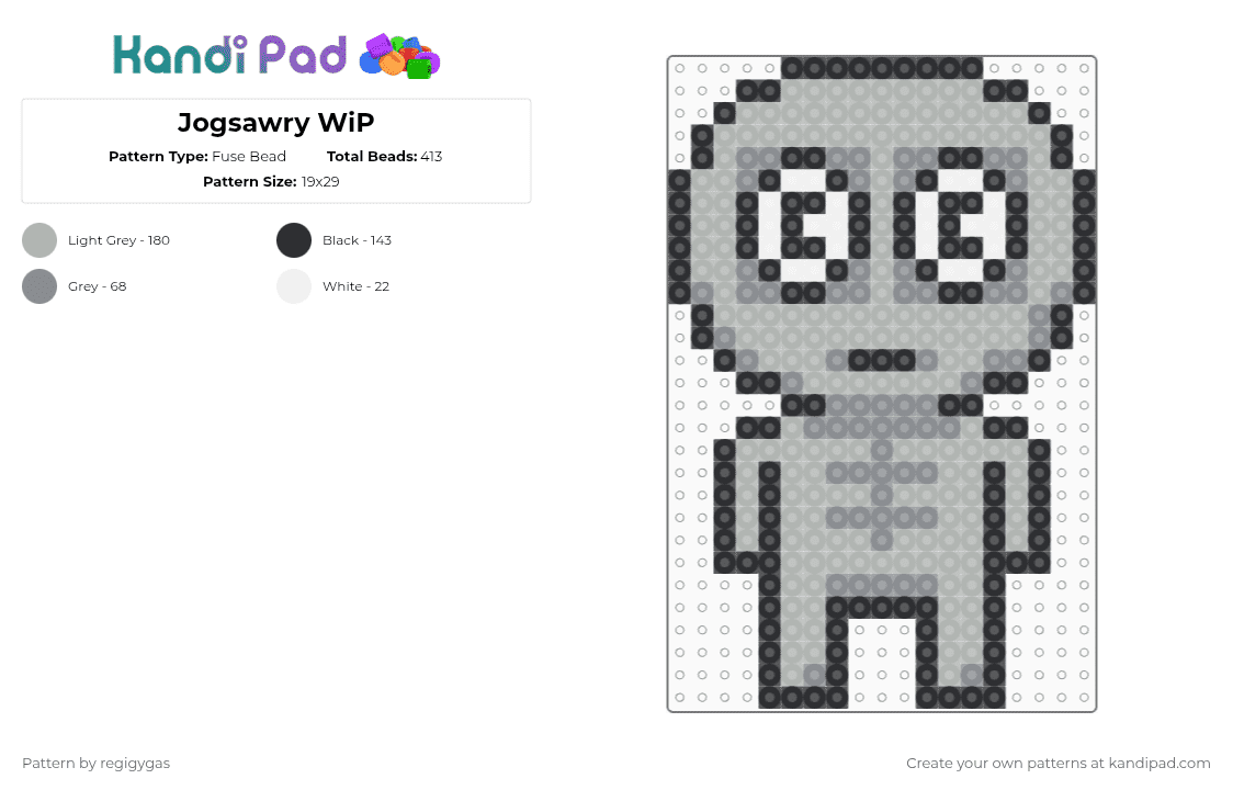 Gaster Follower 1 - Fuse Bead Pattern by regigygas on Kandi Pad - gray,beige