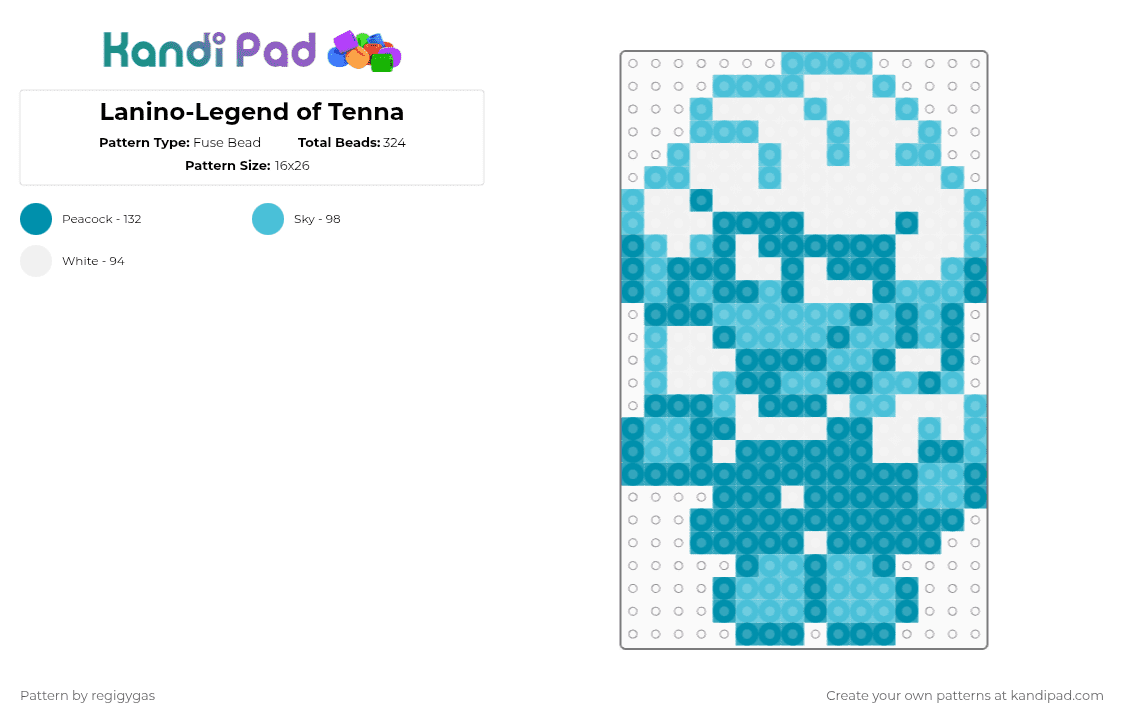 Elnina-Legend of Tenna - Fuse Bead Pattern by regigygas on Kandi Pad - teal,light blue