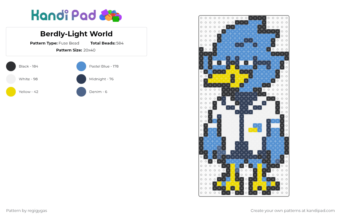 Berdly-Light World - Fuse Bead Pattern by regigygas on Kandi Pad - purple,light blue
